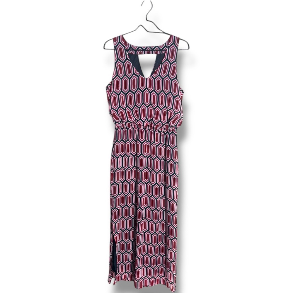 Banana Republic Red/White/Black Geometric Pattern Cutout Sleeveless Maxi Dress - Picture 13 of 16